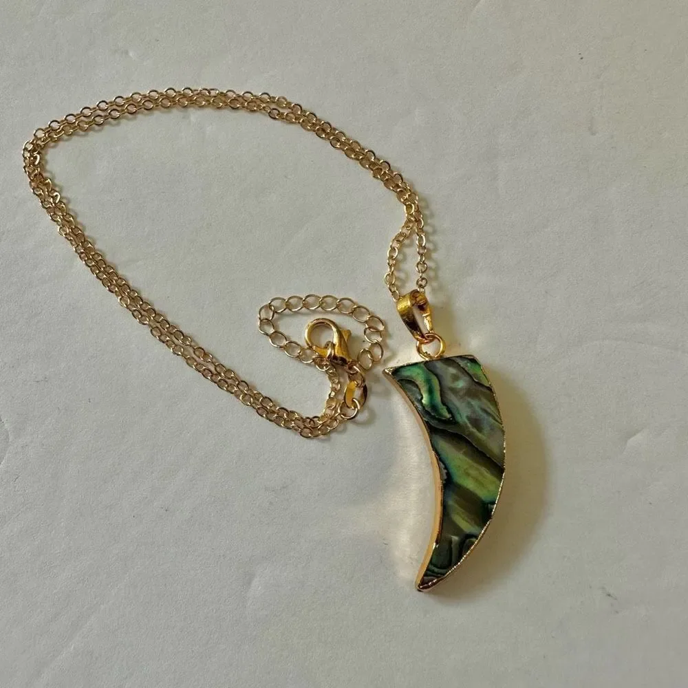 Abalone tusk pendant necklace